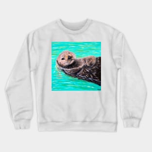 Fluffy Sea Otter Painting Crewneck Sweatshirt